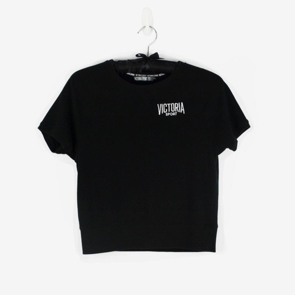 Victoria's Secret Sport T-Shirt Size S Black Cotton Blend Casual Lounge Boxy